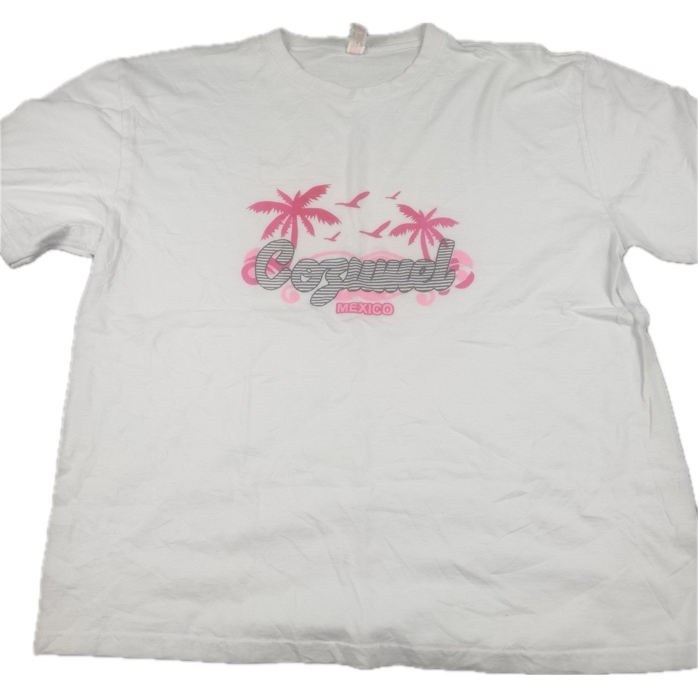 Euro Cotton Mens Cozumel‎ Mexico Souvenir T-Shirt XL White Palm Tree Graphic Tee